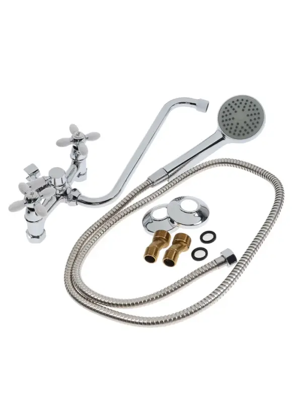 Смеситель для ванны Accoona A7182G, двухрычажный, белый/хром