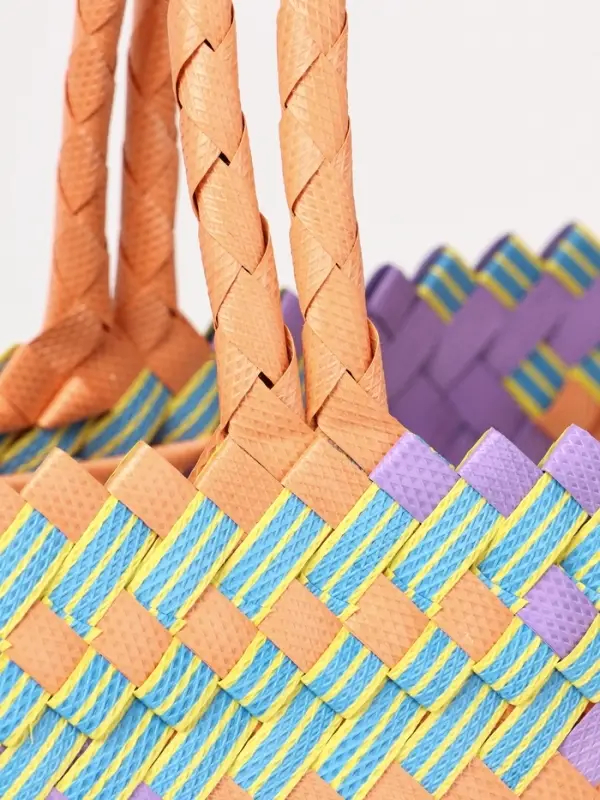 Сумка плетёная, 30&times;10&times;30 см, пластик, разноцветная