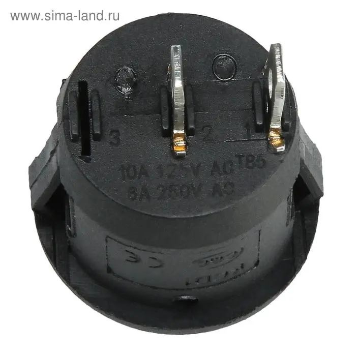 Выключатель клавишный, без подсветки, диаметр 23 мм, черный, 10 А Выключатель клавишный, без подсветки, диаметр 23 мм, черный, 10 А