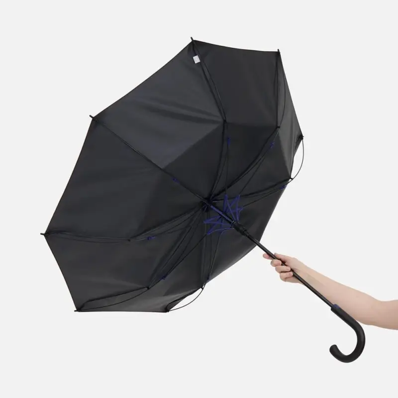 Зонт-трость Hidecolor с цветными спицами, черный с синим Зонт-трость Hidecolor с цветными спицами, черный с синим