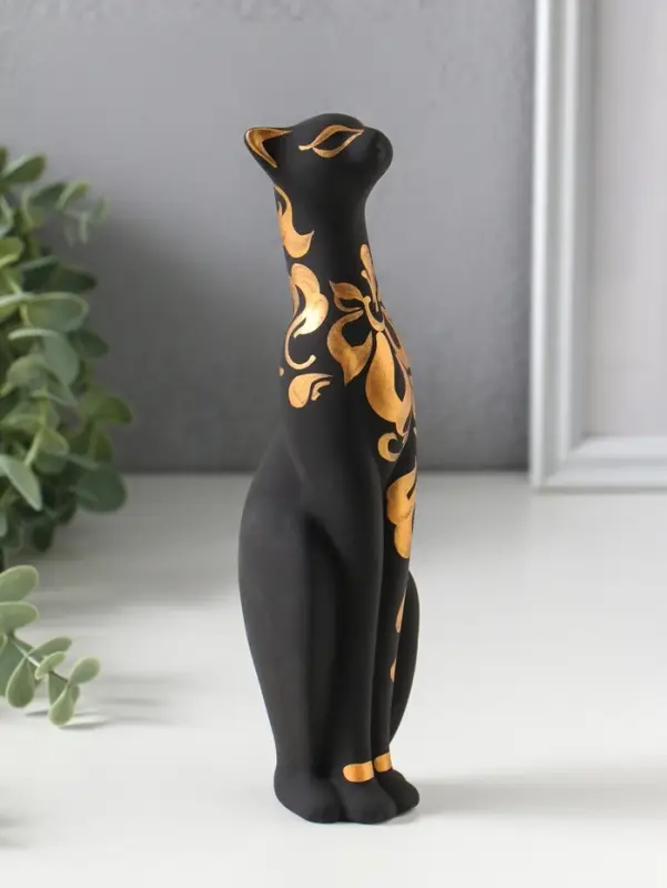 Фигурка керамика &laquo;Кошка Багира прямая&raquo;, чёрный, 6&times;6&times;21 см