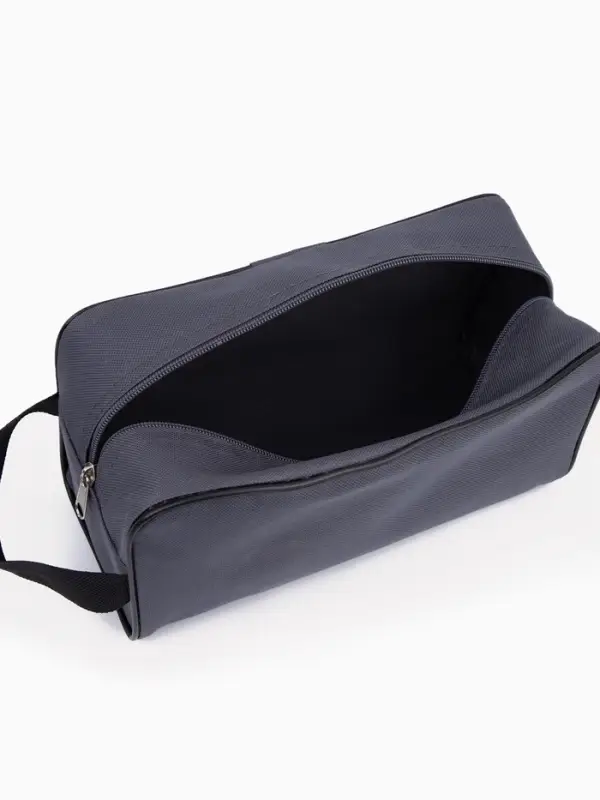 Косметичка на молнии дорожная, мужская, с ручкой, средний размер, тёмно-серая