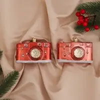 Ёлочные игрушки 2 шт. &laquo;Зимнее волшебство. Фотоаппарат&raquo; пластик, 9.5&times;4.5&times;7 см, красный