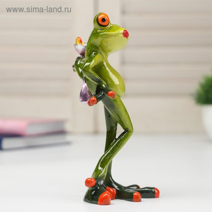 Сувенир полистоун лак Сувенир полистоун лак "Лягушка с бокалом вина" 15,5х7,5х8,3 см