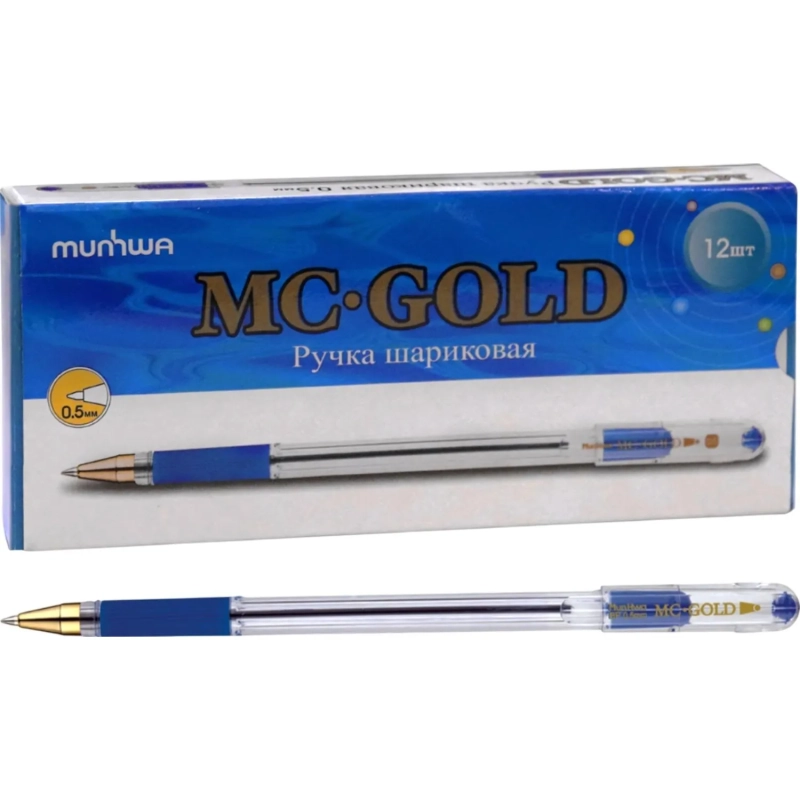Ручка шариковая неавтомат. MunHwa MC Gold син,0,5мм,масл,манж 207858