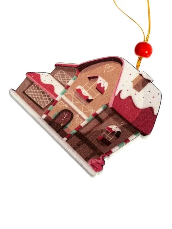 Елочная игрушка деревянная Лесная мастерская &laquo;Дом пряник&raquo;, 0.5&times;7&times;7 см