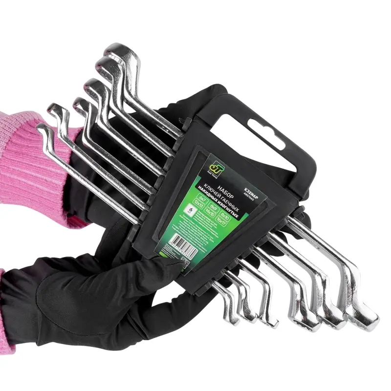 Набор ключей гаечных накидных изогнутых на держателе (6-17 мм) (6 предметов) JT KJ2N6P