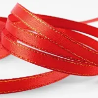 Лента атласная, с золотым люрексом, 6 мм, 23&plusmn;1 м, красная №026