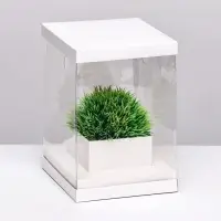 Коробка для цветов с вазой и PVC окнами, складная, 16&times;23&times;16 см, белый