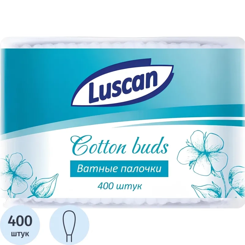 Палочки ватные Luscan п/э пакет 400шт/уп