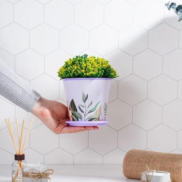 Горшок для цветов Доляна «Тропический лес», 800 мл, цвет лиловый Горшок для цветов Доляна «Тропический лес», 800 мл, цвет лиловый