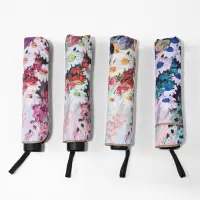 Зонт механический &laquo;Цветочная картина&raquo;, эпонж, 4 сложения, 8 спиц, R=48/55 см, d=96 см, МИКС