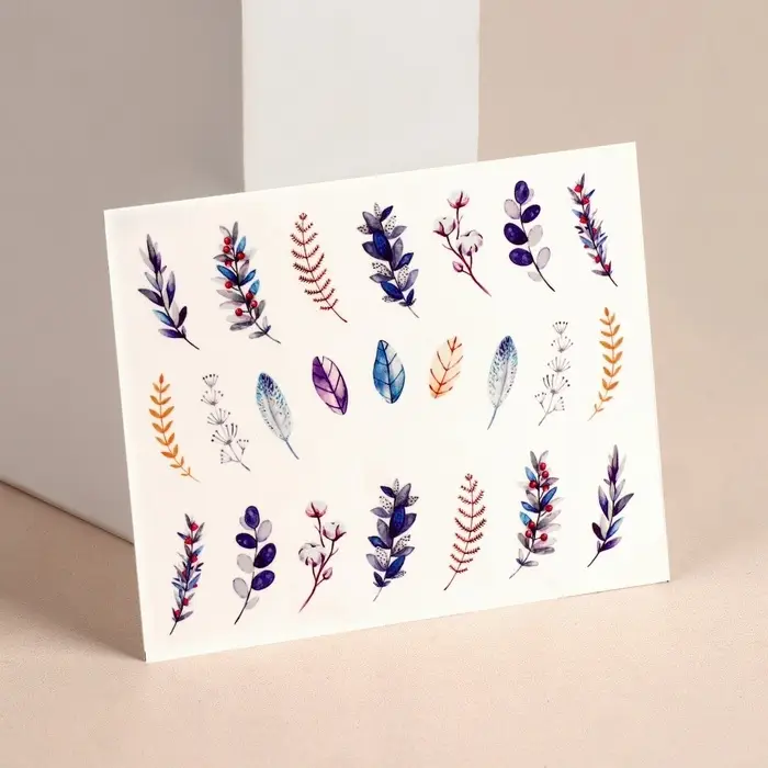 Слайдеры для ногтей «Веточки», разноцветные