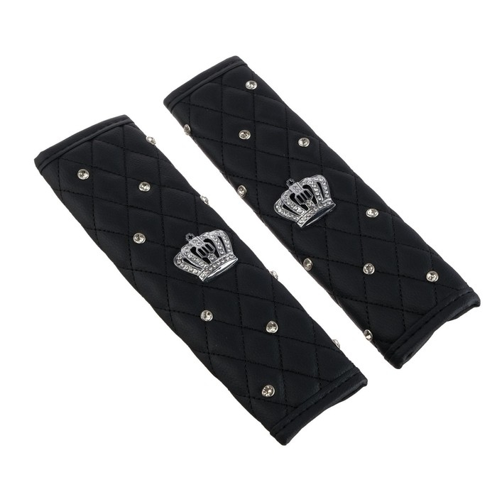 Чехол на ремень безопасности, Корона, черный, набор 2 шт Чехол на ремень безопасности, Корона, черный, набор 2 шт