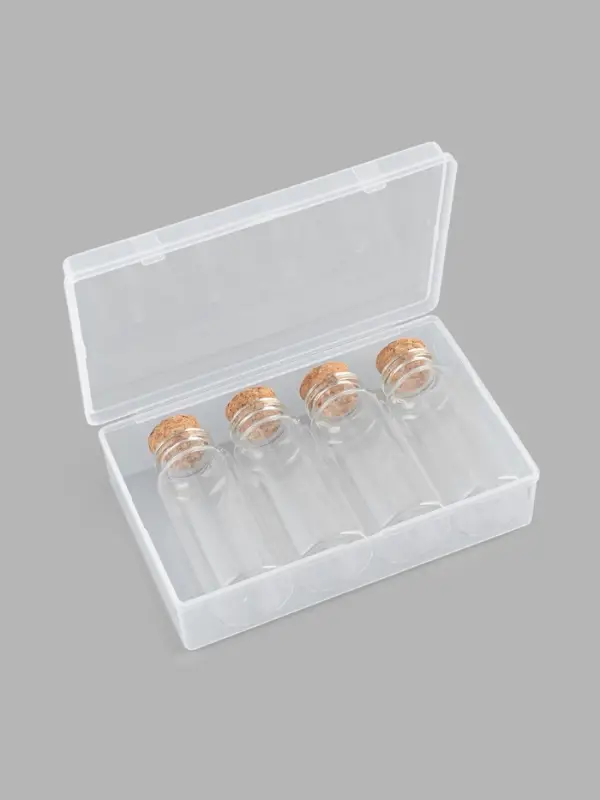 Набор баночек для хранения бисера, d=3&times;7 см, 4 шт., в контейнере, 13.5&times;8.7&times;4 см