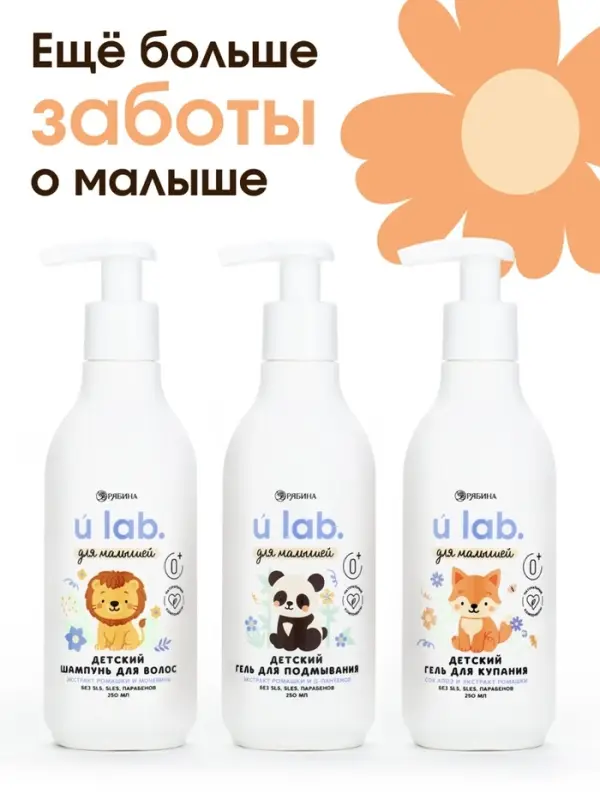 Детский гель для купания &laquo;Зверята&raquo;, с соком алоэ и экстрактом ромашки, 250 мл, ULAB