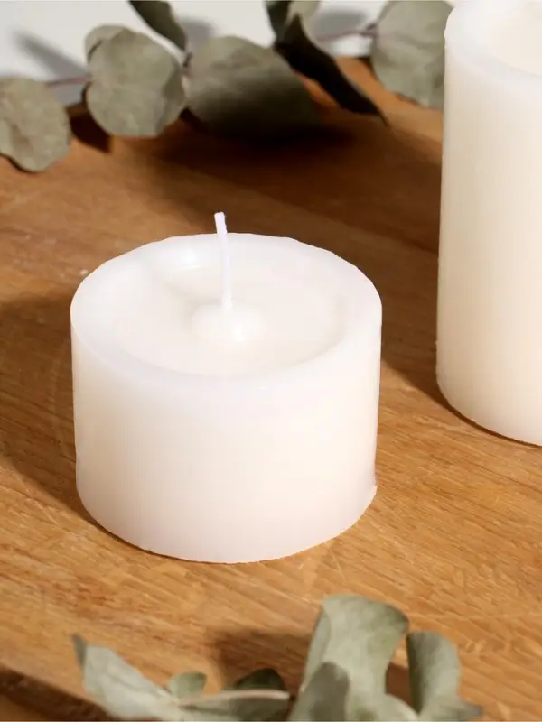 Набор свечей "Столбики белые" 3 шт d=7,5 см h=4,8; 7,5 и 10 см 22,5х7,5х10 см