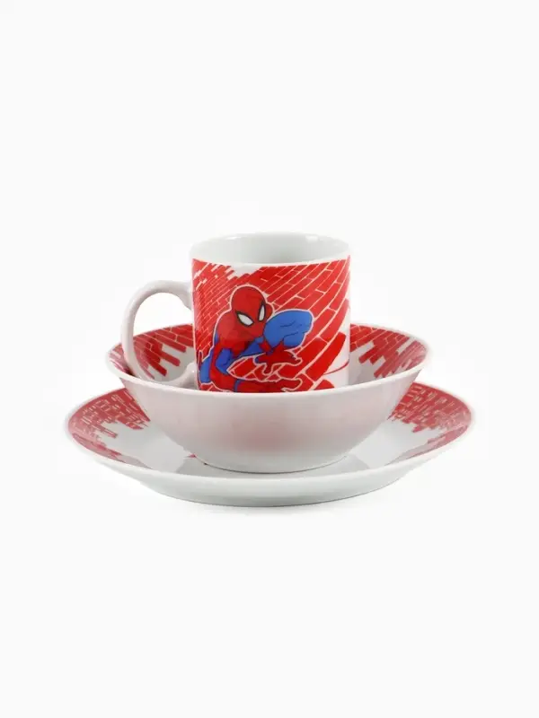 Набор посуды керамической детской, 3 предмета: кружка 200 мл, тарелка 19 см, салатник 250 мл, &laquo;Ты - супергерой&raquo;