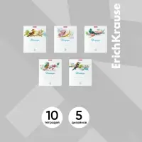 Тетрадь 18 листов в клетку, ErichKrause Birds, обложка мелованный картон, блок офсет 100% белизна, МИКС