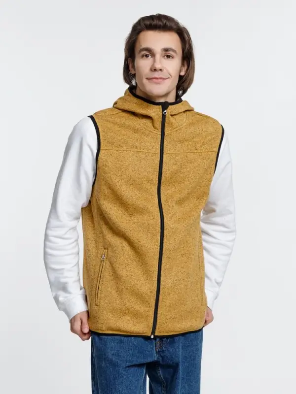 Жилет с капюшоном унисекс Gotland, горчичный, размер S Жилет с капюшоном унисекс Gotland, горчичный, размер S