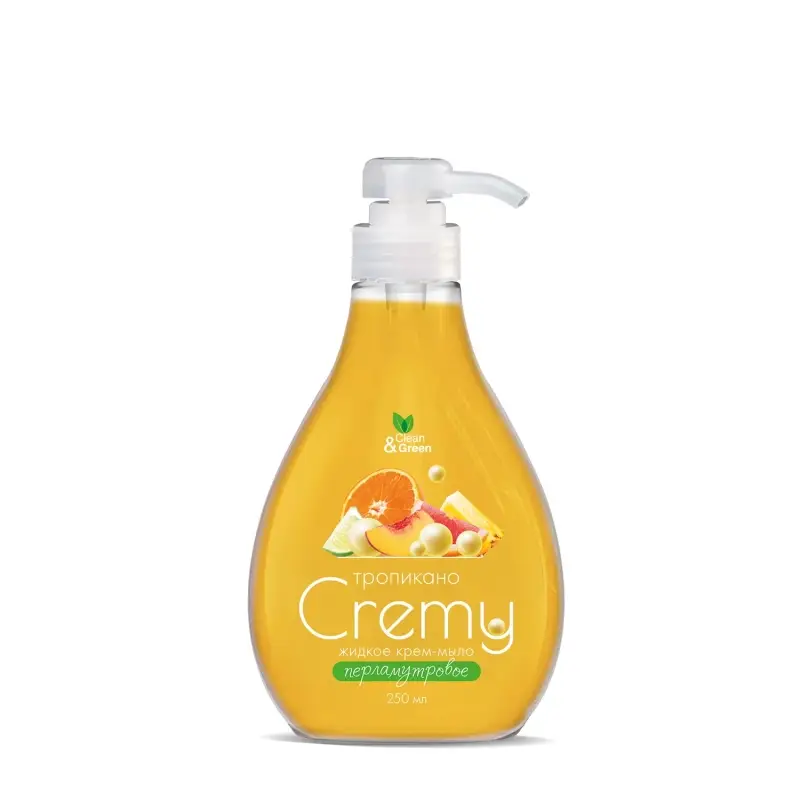 Крем-мыло жидкое с перламутром "Cremy" тропикано с дозатором 250 мл. Clean&Green CG8411