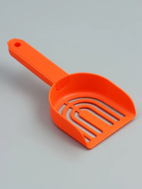 Совок для уборки за кошкой, 22&times;7&times;6 см, с подставкой, пластик, белый, оранжевый