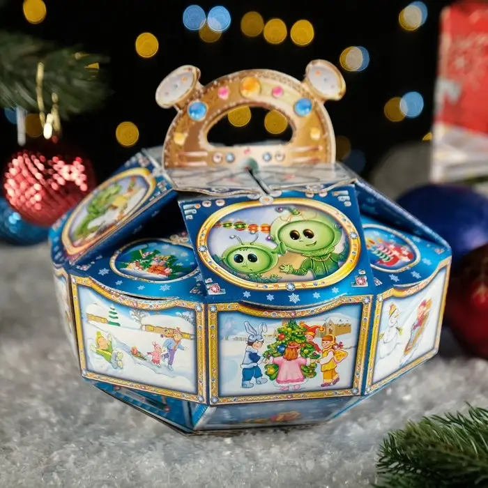 Подарочная новогодняя коробка «Летающая тарелка», 21.5×21.5×15.5 см