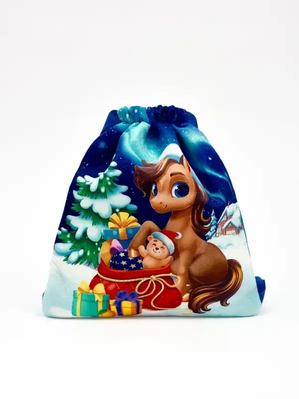 Мешок подарочный детский «Лошадка с подарками», 35×30 см
