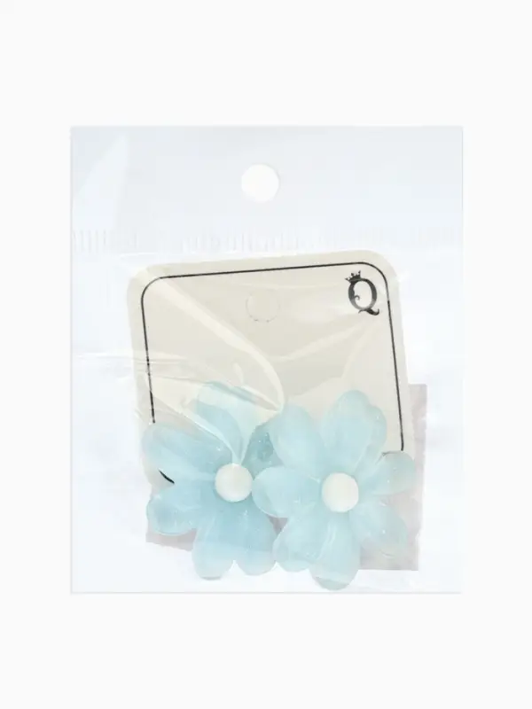 Серьги пластик "Цветочек летний" с блёсткой, цвет голубой