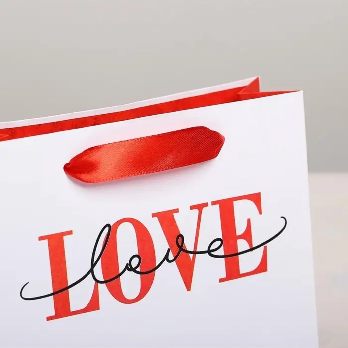 Пакет подарочный ламинированный, упаковка, LOVE, S 15&times;12&times;5.5 см