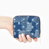 Кошелёк женский на молнии 8.5&times;2&times;11 см, джинсовый, синий