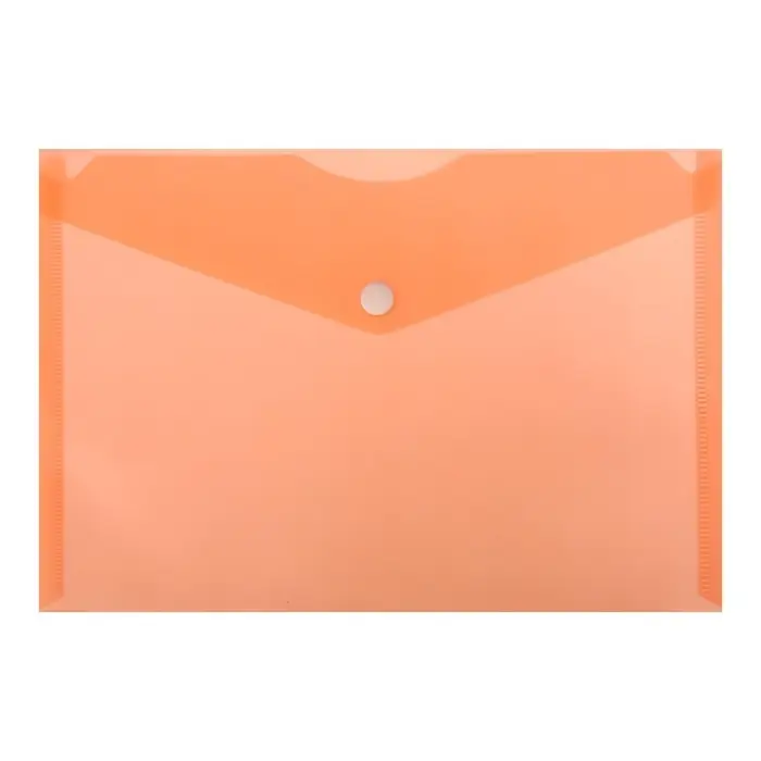 Папка-конверт на кнопке А5, 150 мкм, Calligrata Standard, прозрачная, оранжевая