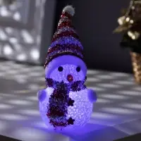 Ёлочная игрушка &laquo;Красный снеговичок&raquo;, 8 см, 1 LED, от батареек AG13&times;3, свечение мульти (RGB)