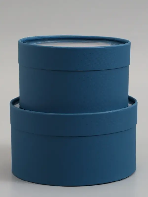 Набор подарочных коробок 2 в 1 круглых, морской, с окном, 21&times;11 - 18&times;10 см