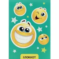 Набор блокнотов 4 шт А6 24л кл на скобе Смайлики, мел карт, бл офс, 4В