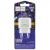 Переходник сетевого зарядного устройства на USB QC3.0 CS52A HOCO белый