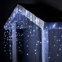 Гирлянда &laquo;Бахрома&raquo; 3&times;0.9 м, IP44, УМС, тёмная нить, 232 LED, свечение белое, 220 В