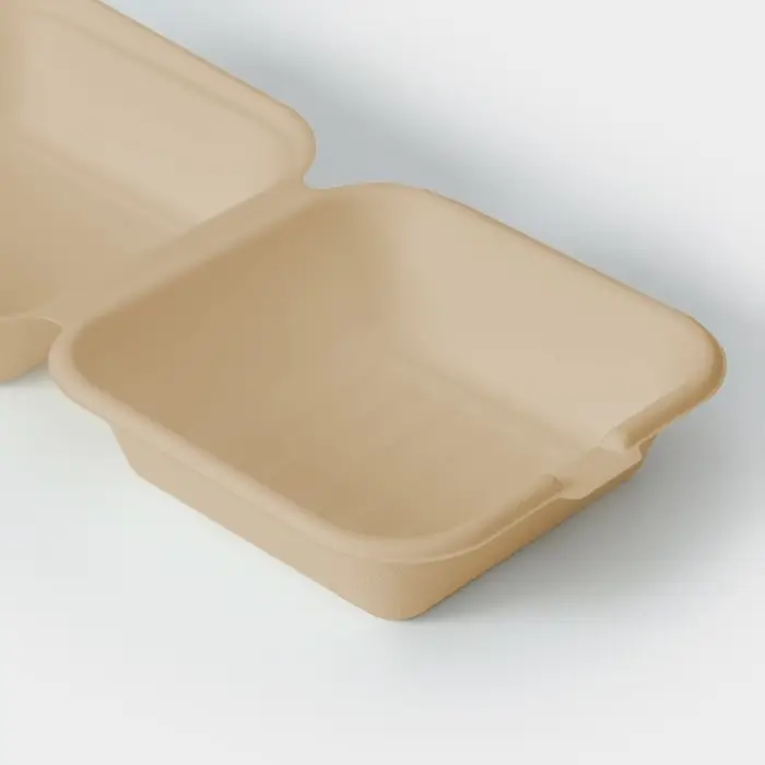 Ланч - бокс, коробка для бенто-торта и бургера, 15.2&times;15.2&times;8 см, сахарный тростник, 50 шт./уп, бежевый
