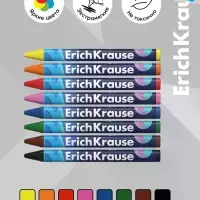 Восковые мелки 8цв, ErichKrause "Kids Space Animals", трехгр, европодвес