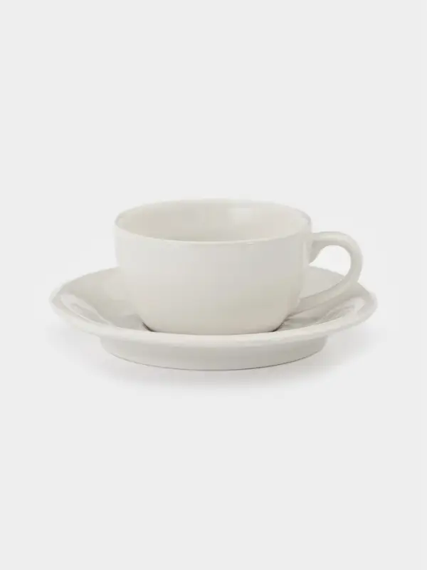 Чайная пара &laquo;Премиум&raquo;, 200 мл, фарфор, белая