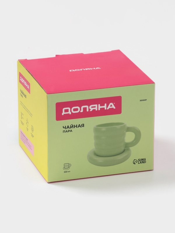 Чайная пара Доляна «Зефир», 350 мл, керамика, зелёная Чайная пара Доляна «Зефир», 350 мл, керамика, зелёная