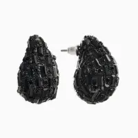 Серьги со стразами &laquo;Блеск&raquo; капля, цвет чёрный