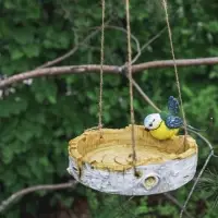 Садовая фигура из гипса &laquo;Кормушка с птичкой&raquo;, подвесная, 17&times;17&times;8 см