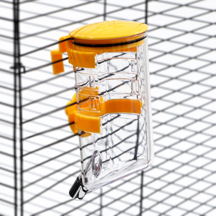 Поилка внешняя для клетки, 500 мл, жёлтая Поилка внешняя для клетки, 500 мл, жёлтая