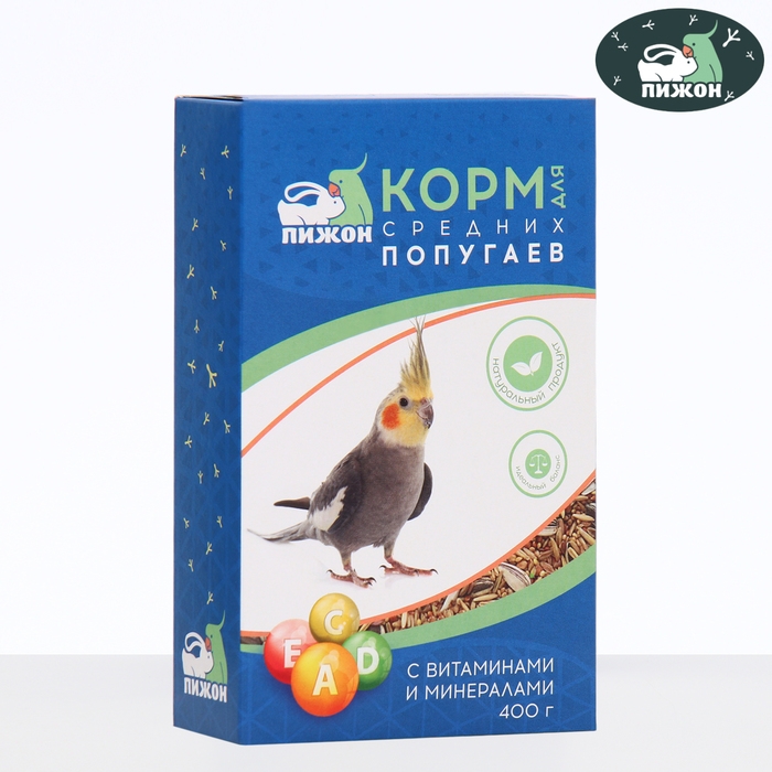 Корм  Корм "Пижон" для средних попугаев, с витаминами и минералами, 400 г