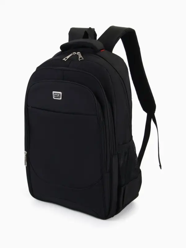 Рюкзак молодёжный на молниях, 2 отдела на молнии, с карманами, размер 37&times;17&times;54 см, чёрный