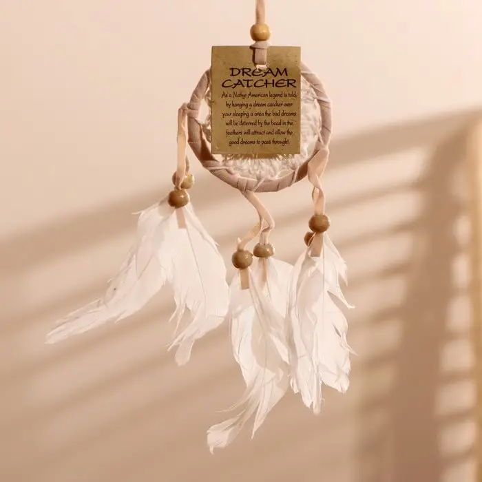 Ловец снов Ловец снов "Спокойствие" бежевый (белые перья) 6х0,5х20 см