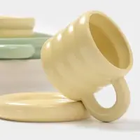 Салатники Доляна &laquo;Зефир&raquo;, 700 мл, d=15.5 см, набор 2 шт., керамика, белые, зелёные