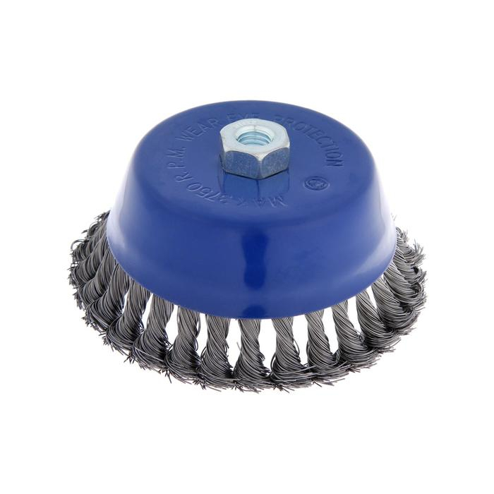 Щетка металлическая для УШМ ТУНДРА, крученая проволока,  Щетка металлическая для УШМ ТУНДРА, крученая проволока, "чашка", М14, 150 мм