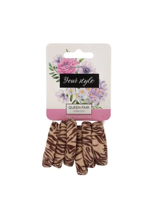 Резинки для волос &laquo;Спорт принт&raquo;, набор 6 шт., полосы, 3.5 см, коричневые